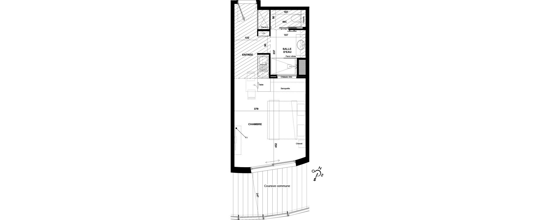 Appartement T1 meubl&eacute; de 29,75 m2 &agrave; Agde Village naturiste