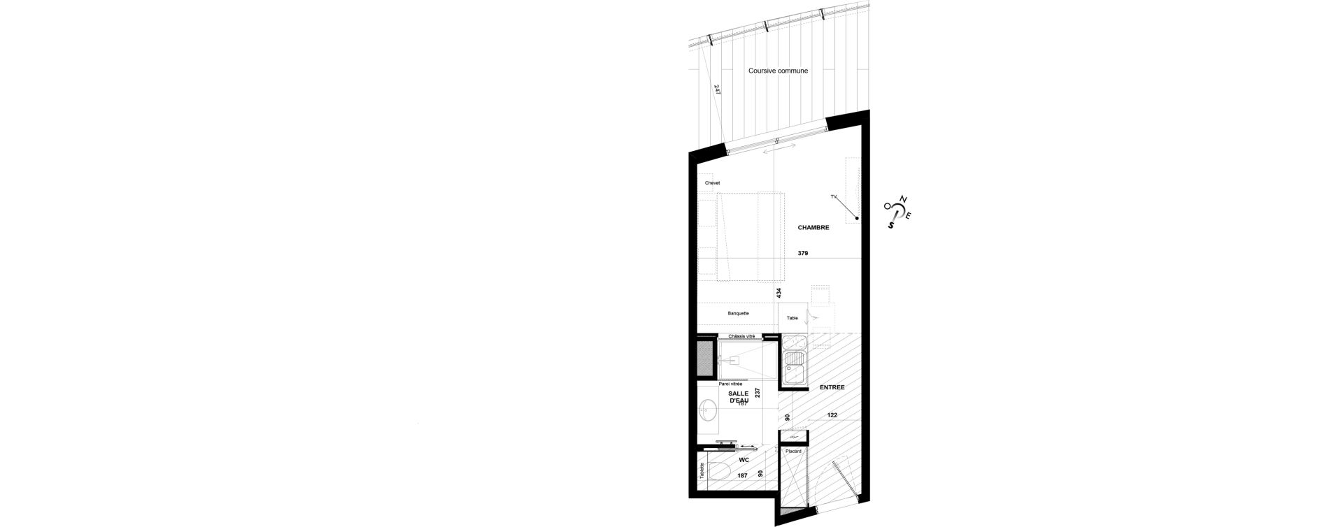 Appartement T1 meubl&eacute; de 29,00 m2 &agrave; Agde Village naturiste