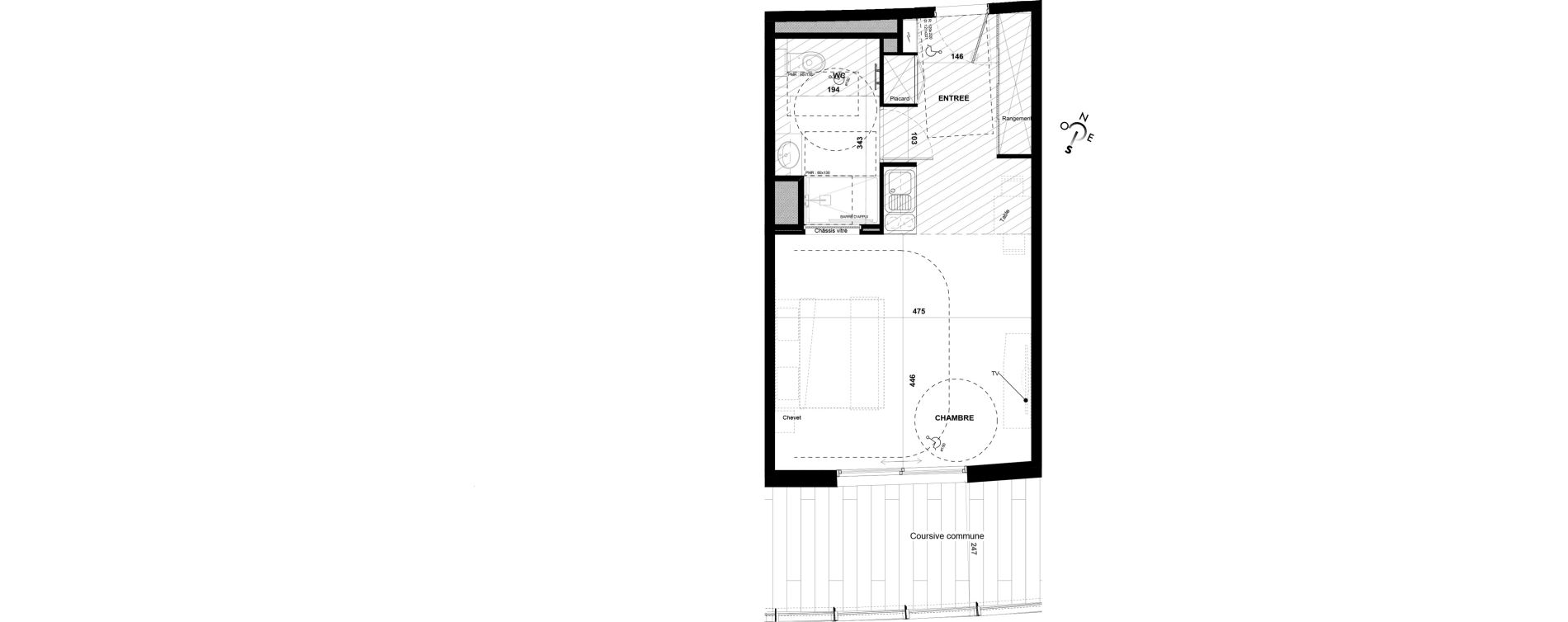 Appartement T1 meubl&eacute; de 37,00 m2 &agrave; Agde Village naturiste