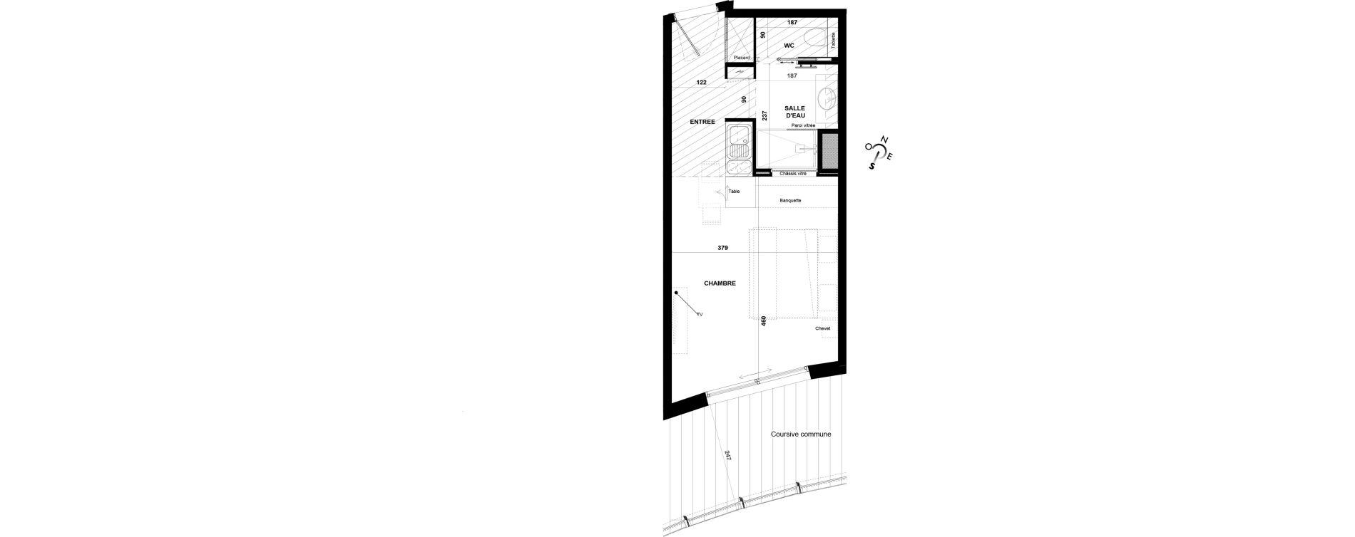 Appartement T1 meubl&eacute; de 29,00 m2 &agrave; Agde Village naturiste