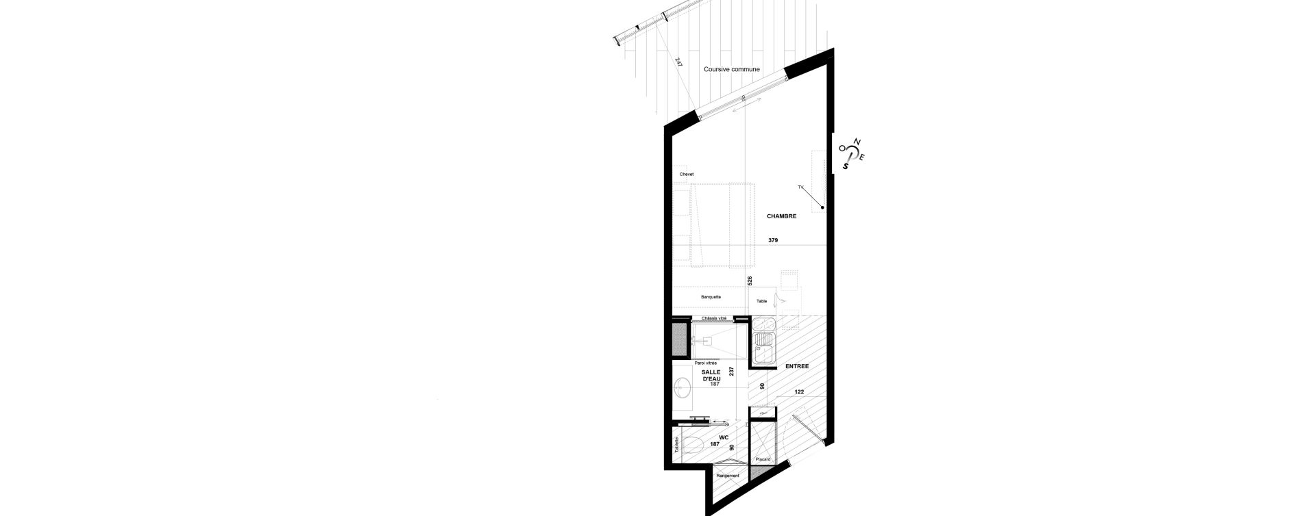 Appartement T1 meubl&eacute; de 32,00 m2 &agrave; Agde Village naturiste