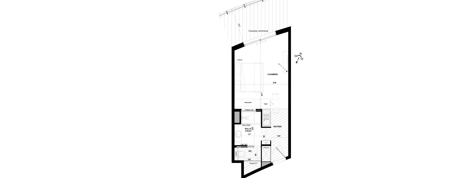Appartement T1 meubl&eacute; de 31,00 m2 &agrave; Agde Village naturiste