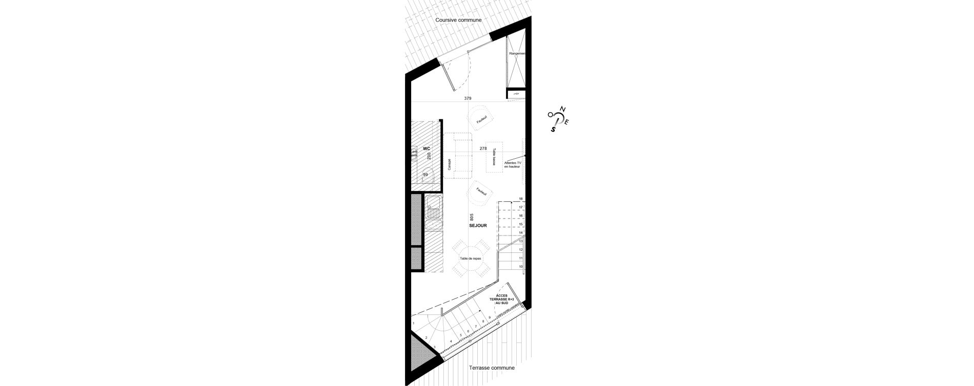Duplex T2 meubl&eacute; de 56,00 m2 &agrave; Agde Village naturiste