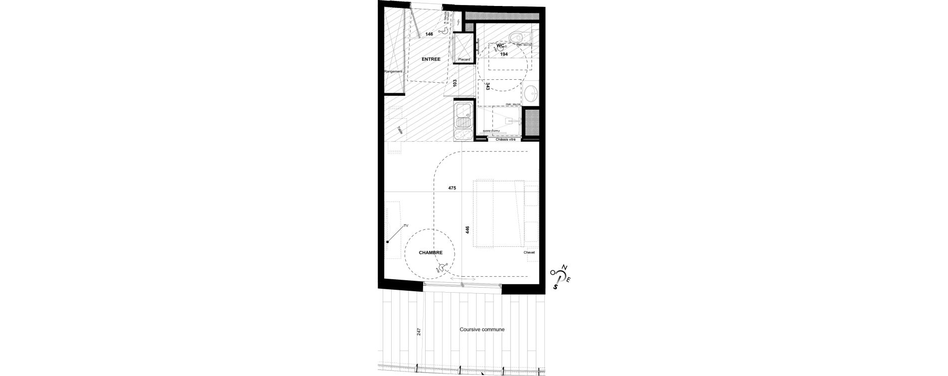 Appartement T1 meubl&eacute; de 37,15 m2 &agrave; Agde Village naturiste