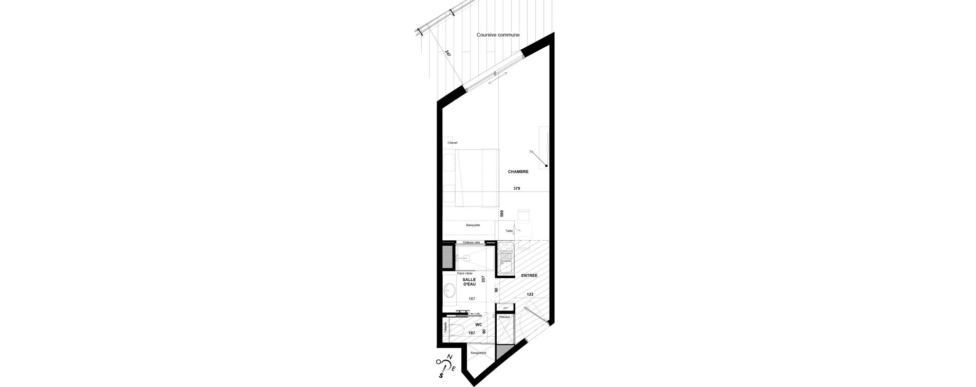 Appartement T1 meubl&eacute; de 35,05 m2 &agrave; Agde Village naturiste