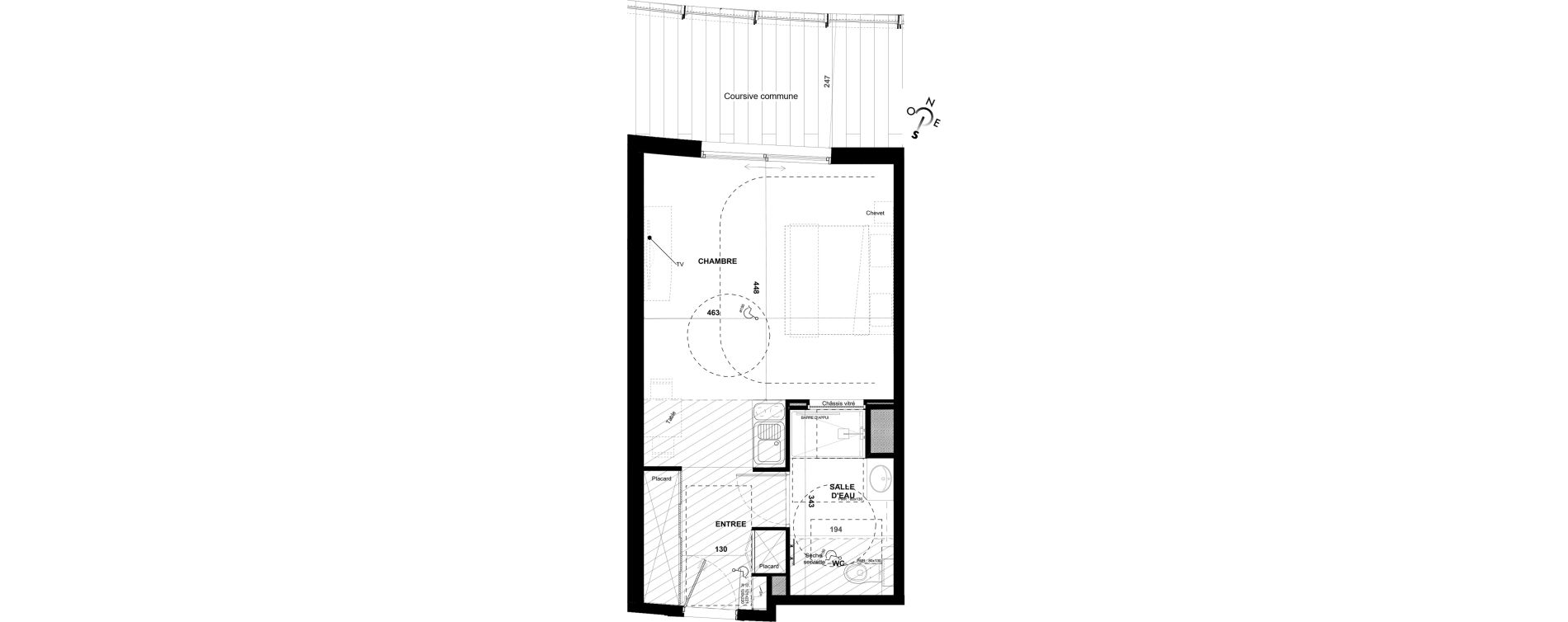 Appartement T1 meubl&eacute; de 36,15 m2 &agrave; Agde Village naturiste