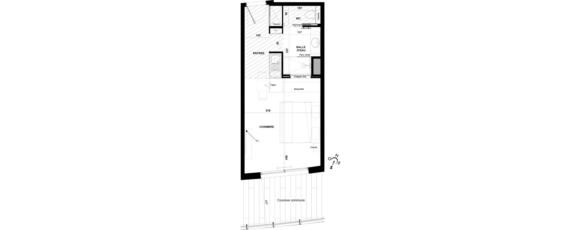 Appartement T1 meubl&eacute; de 29,60 m2 &agrave; Agde Village naturiste