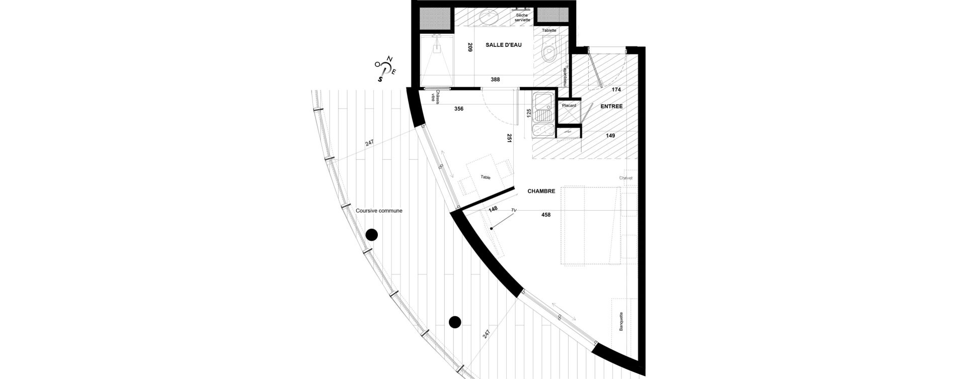 Appartement T1 meubl&eacute; de 35,65 m2 &agrave; Agde Village naturiste