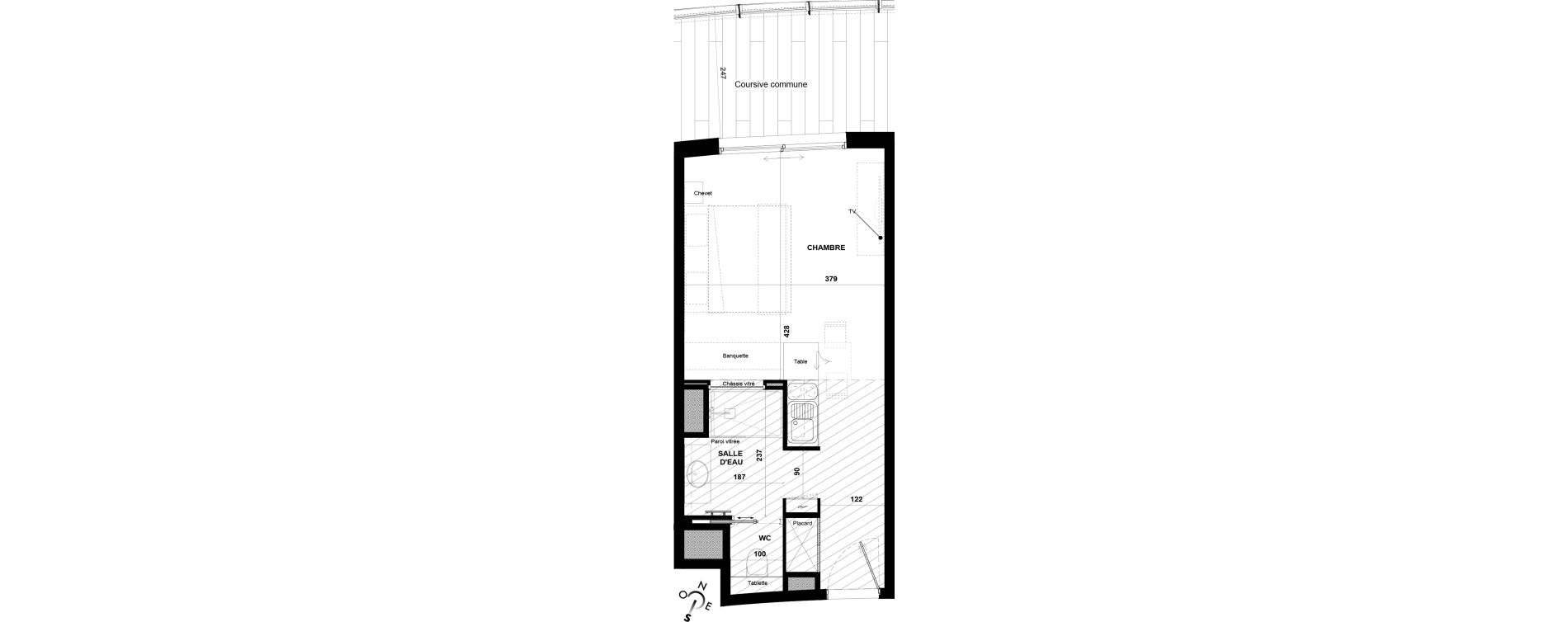 Appartement T1 meubl&eacute; de 28,60 m2 &agrave; Agde Village naturiste