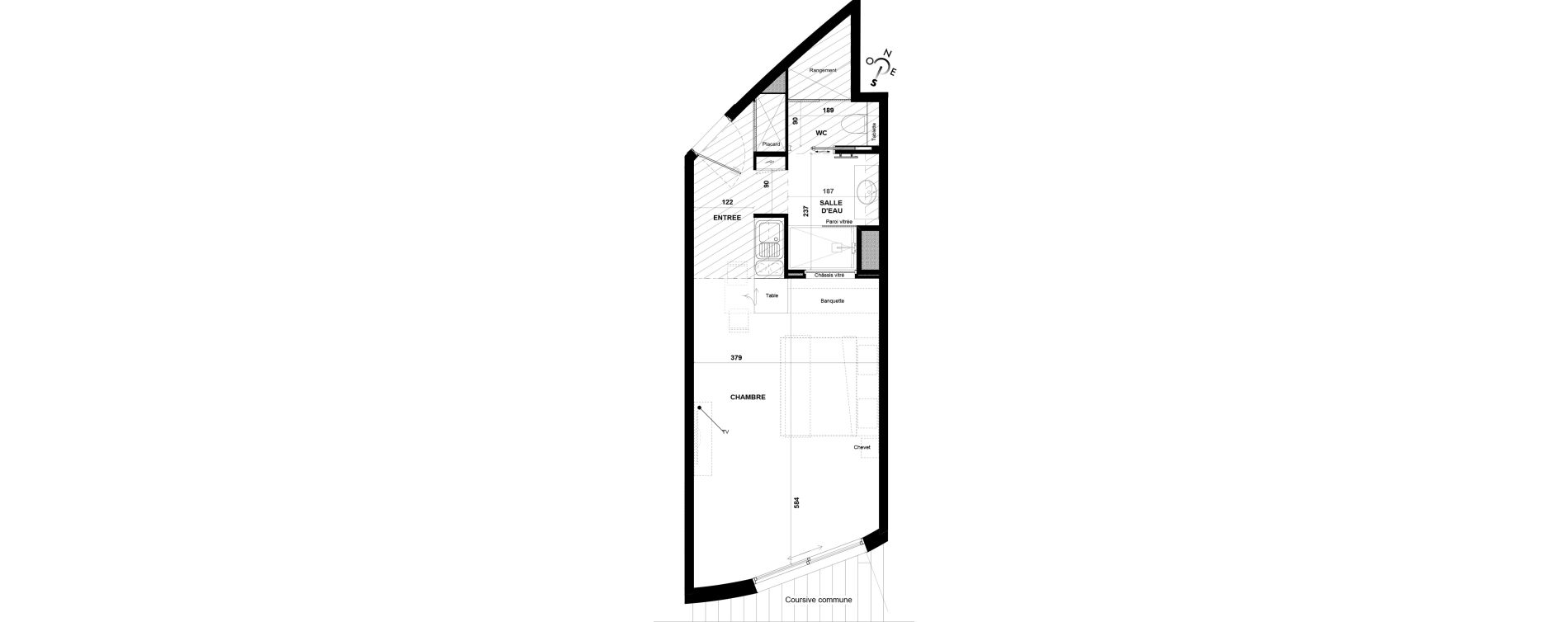 Appartement T1 meubl&eacute; de 35,50 m2 &agrave; Agde Village naturiste