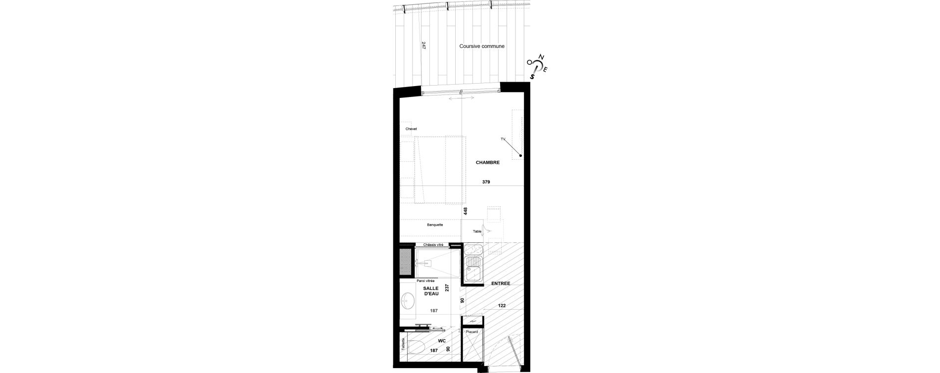 Appartement T1 meubl&eacute; de 29,50 m2 &agrave; Agde Village naturiste