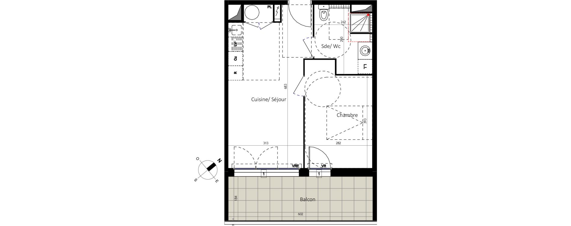Appartement T2 de 39,40 m2 &agrave; Agde Coop&eacute;rative