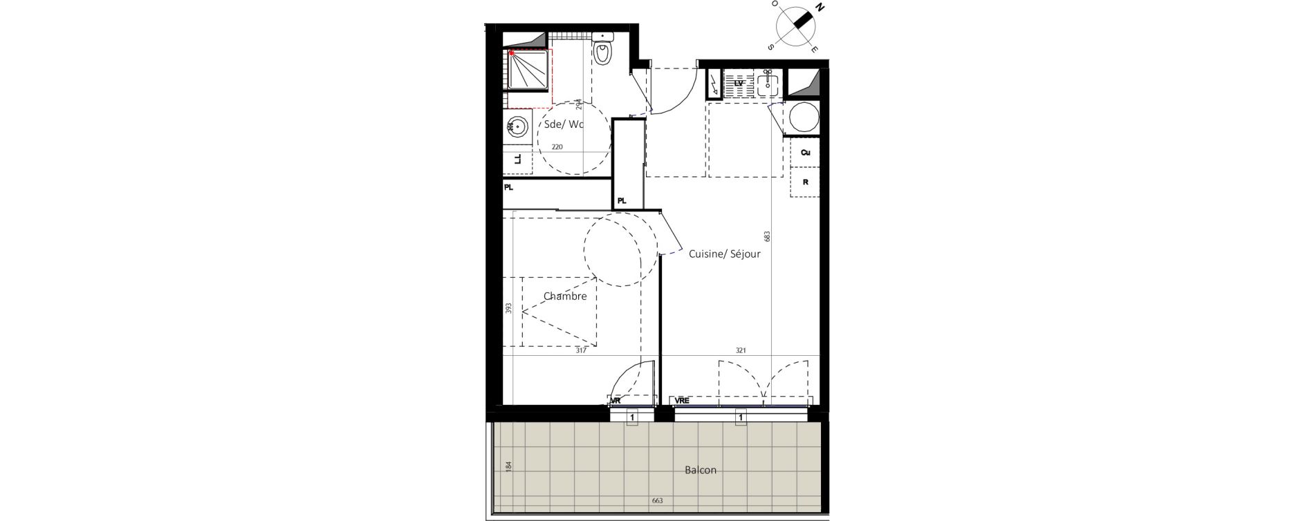 Appartement T2 de 43,60 m2 &agrave; Agde Coop&eacute;rative