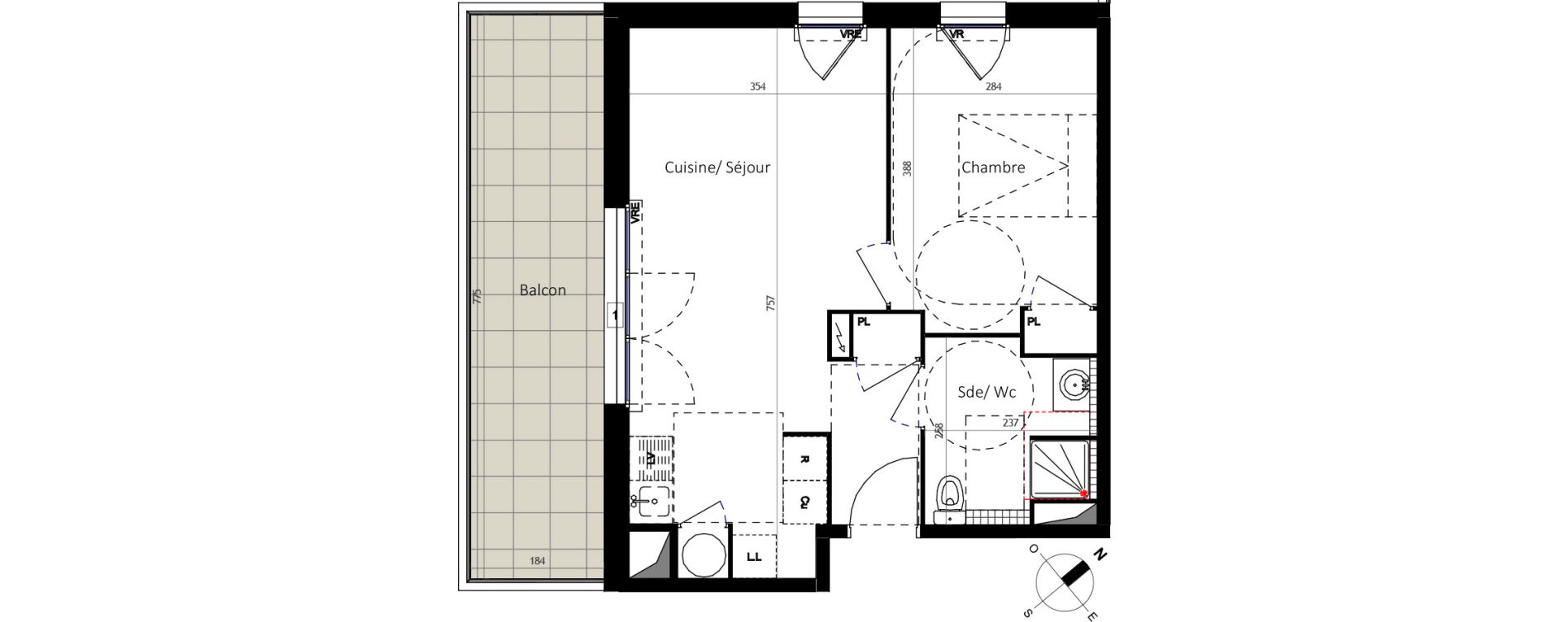 Appartement T2 de 44,10 m2 &agrave; Agde Coop&eacute;rative