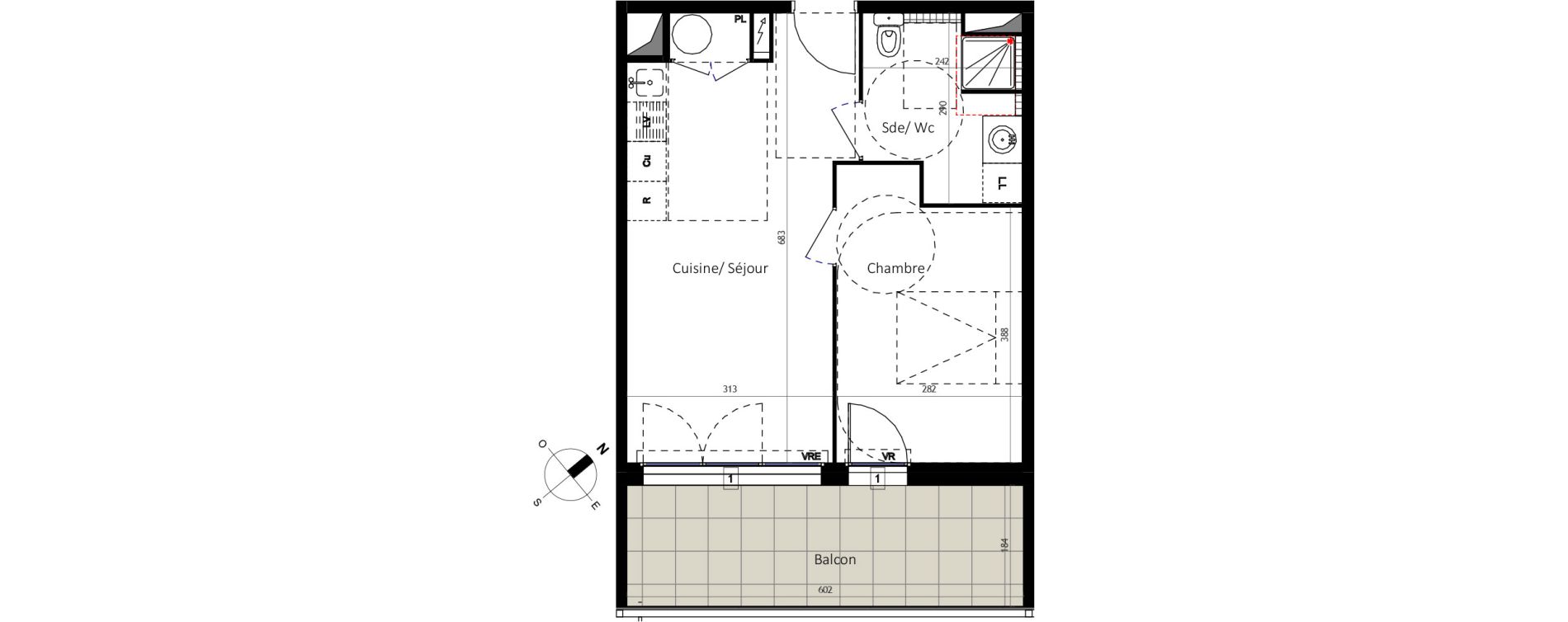Appartement T2 de 39,40 m2 &agrave; Agde Coop&eacute;rative