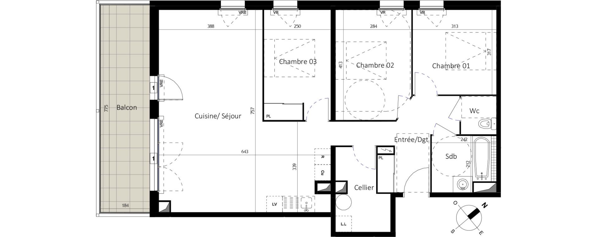 Appartement T4 de 90,10 m2 &agrave; Agde Coop&eacute;rative
