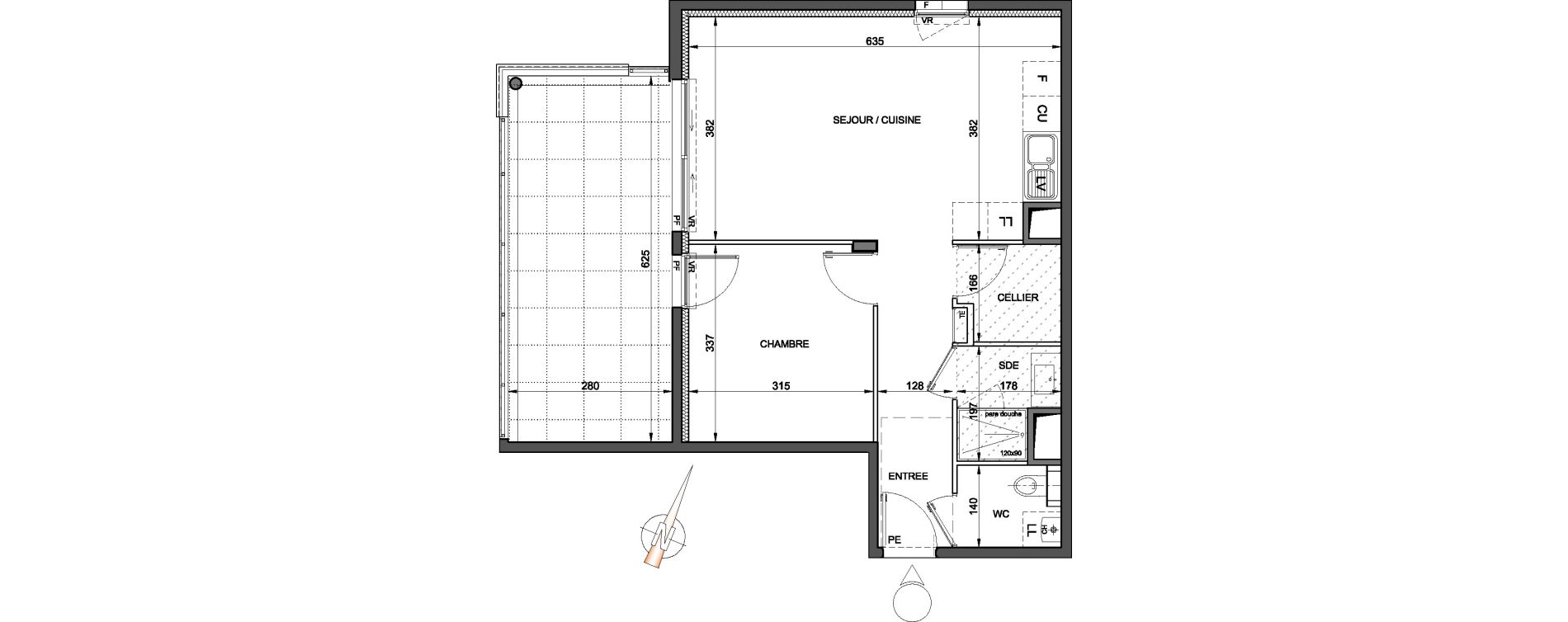 Appartement T2 de 49,40 m2 &agrave; Baillargues Centre