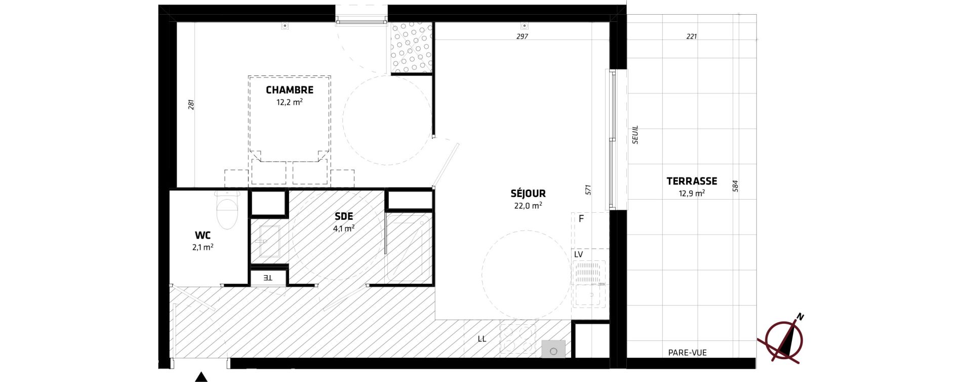 Appartement T2 de 40,30 m2 &agrave; Baillargues Centre