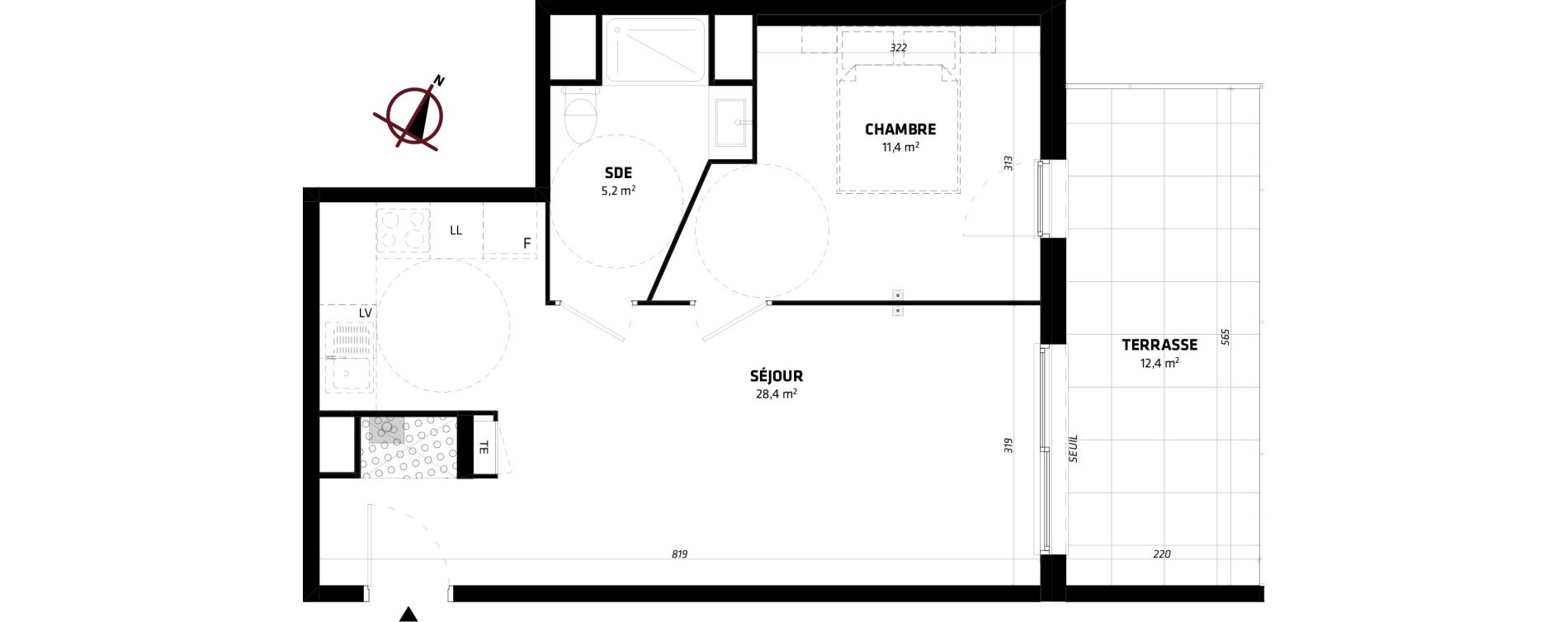 Appartement T2 de 45,40 m2 &agrave; Baillargues Centre
