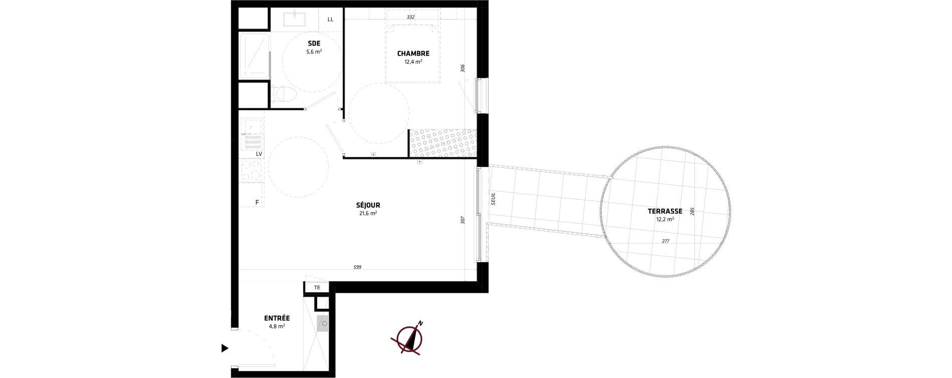 Appartement T2 de 44,40 m2 &agrave; Baillargues Centre