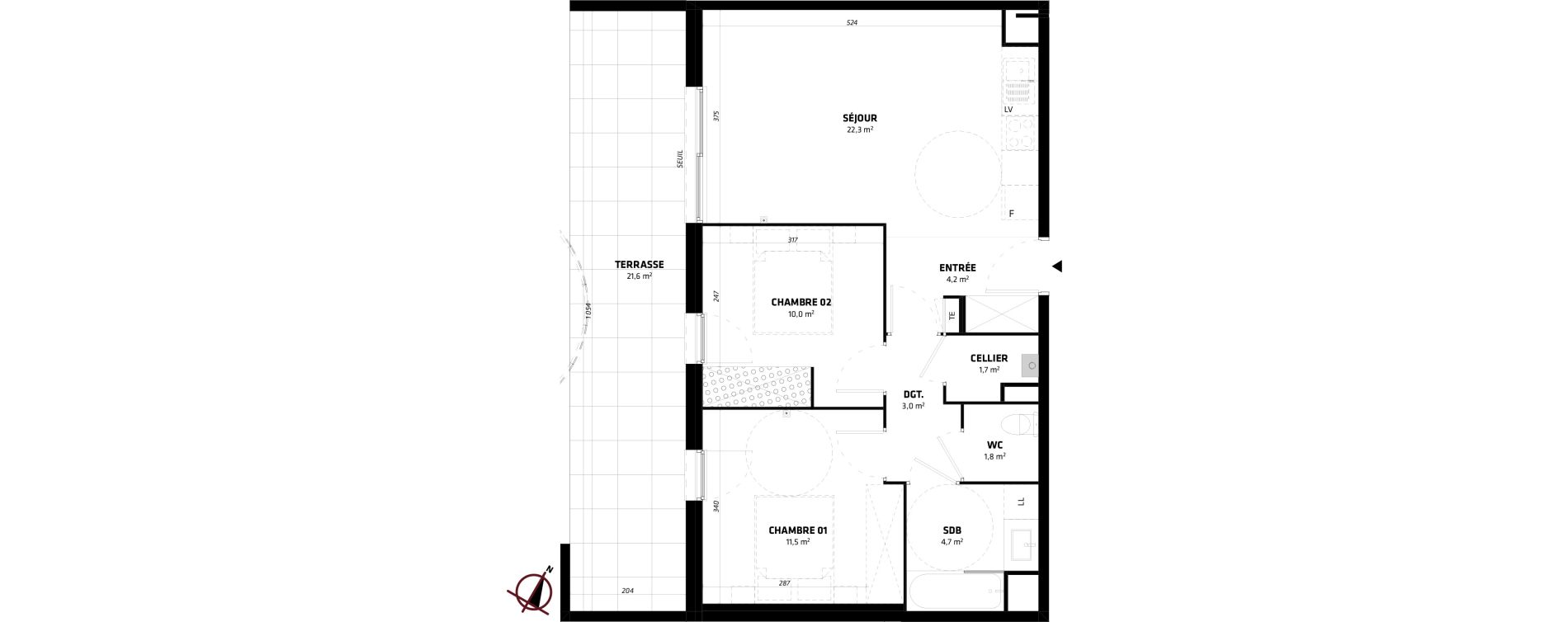 Appartement T3 de 59,20 m2 &agrave; Baillargues Centre