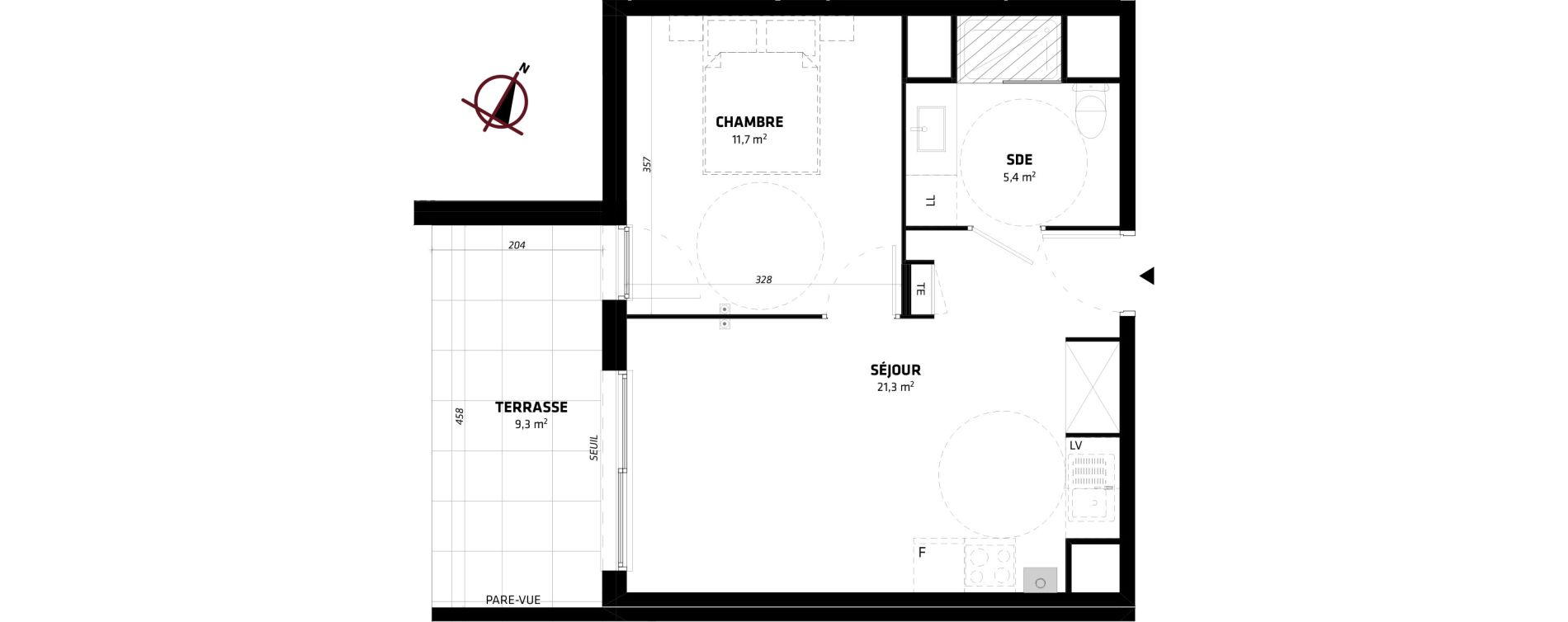 Appartement T2 de 38,40 m2 &agrave; Baillargues Centre