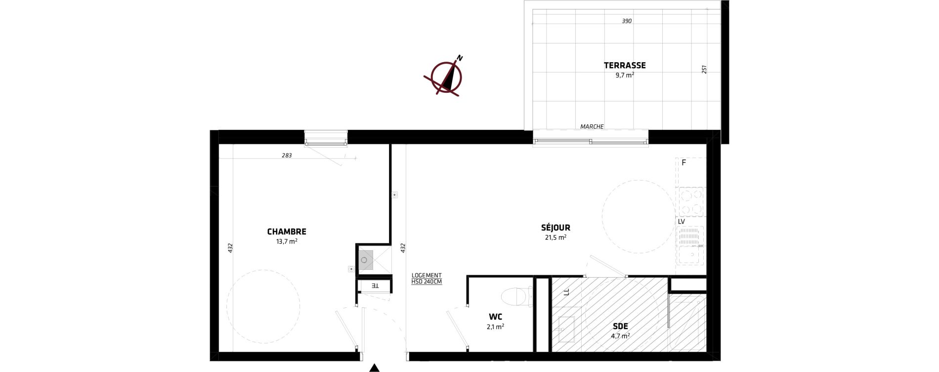 Appartement T2 de 42,00 m2 &agrave; Baillargues Centre