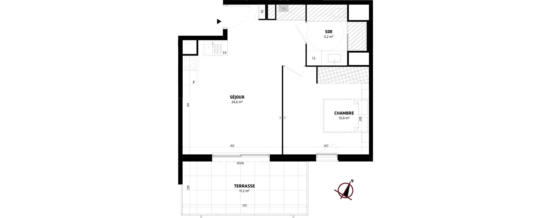 Appartement T2 de 43,10 m2 &agrave; Baillargues Centre