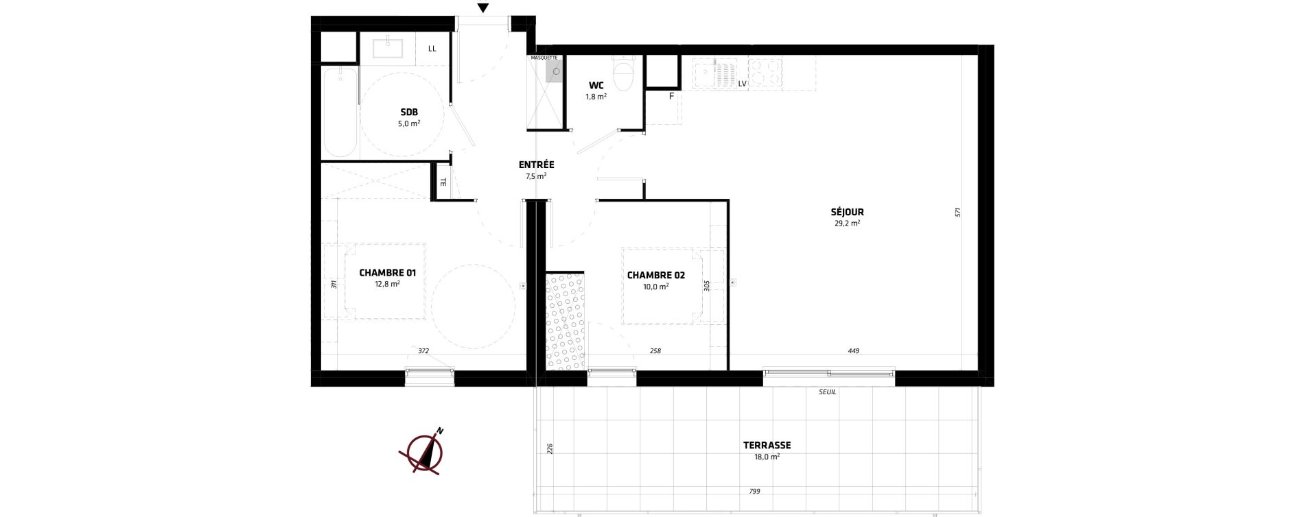 Appartement T3 de 66,30 m2 &agrave; Baillargues Centre