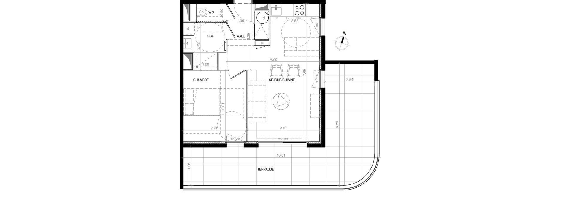 Appartement T2 de 46,42 m2 &agrave; Baillargues Centre