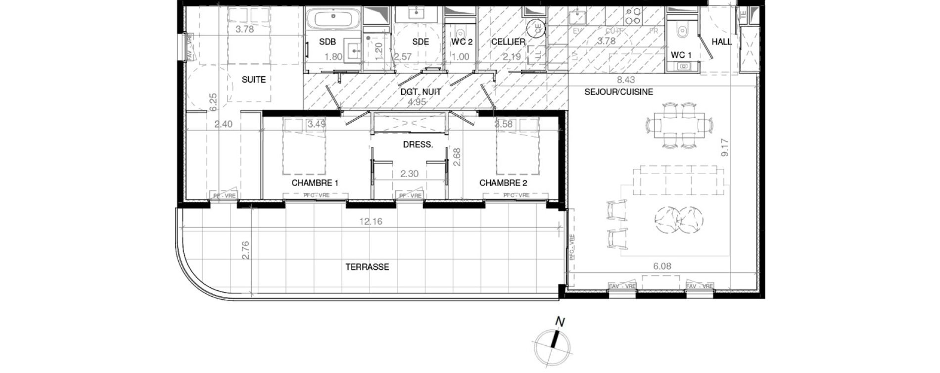 Appartement T4 de 125,64 m2 &agrave; Baillargues Centre