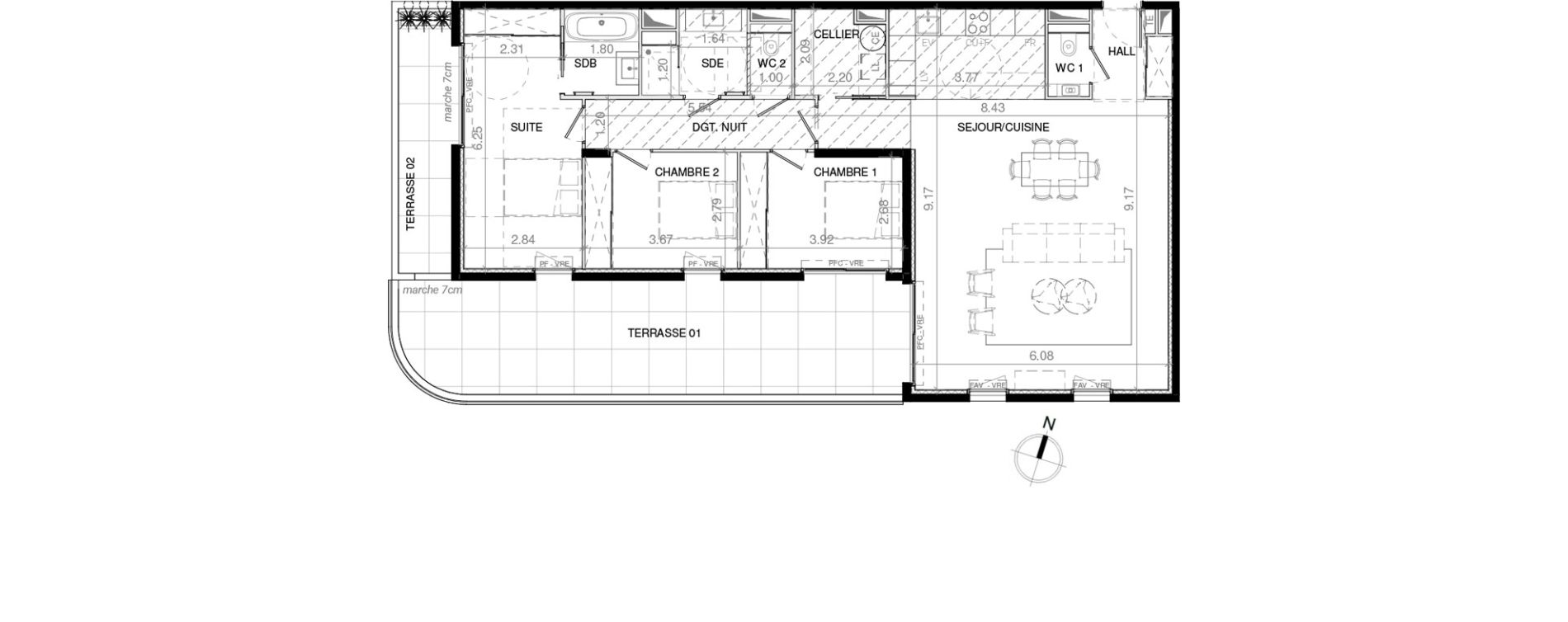 Appartement T4 de 117,06 m2 &agrave; Baillargues Centre