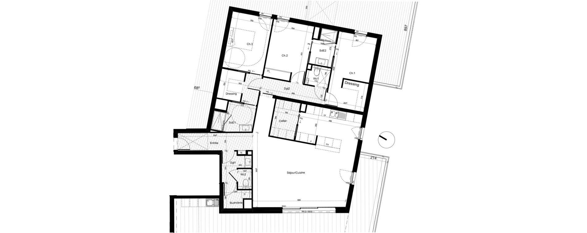 Appartement T4 de 137,89 m2 &agrave; Baillargues Centre