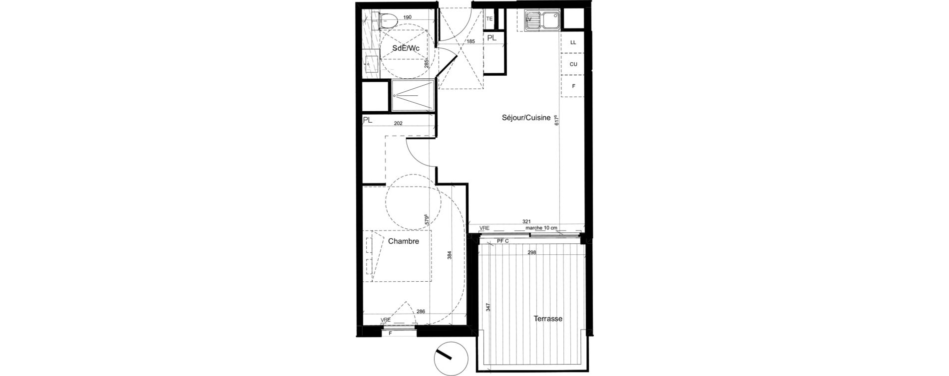 Appartement T2 de 42,56 m2 &agrave; Baillargues Centre
