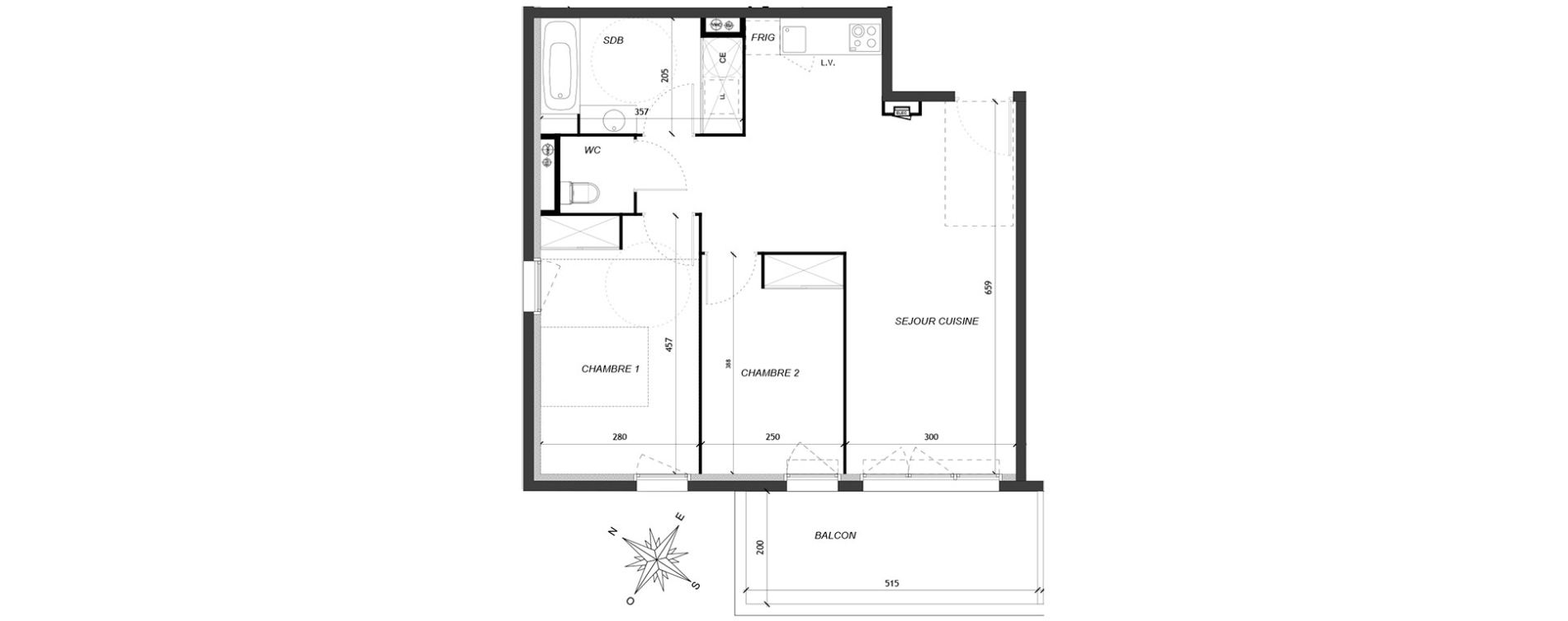 Appartement T3 de 63,13 m2 &agrave; Baillargues Centre