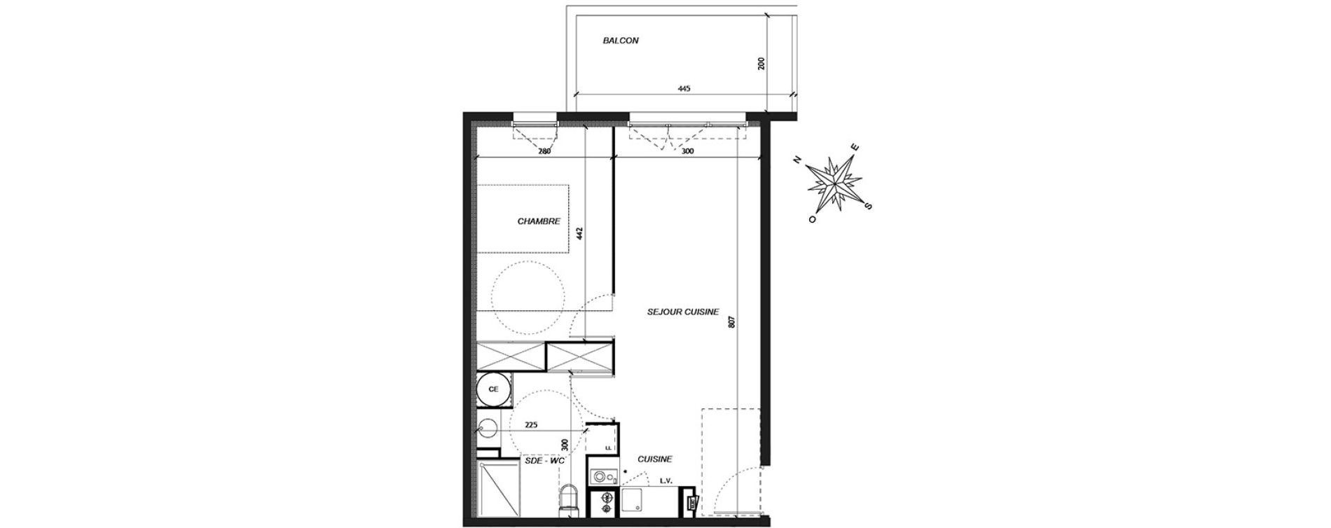 Appartement T2 de 45,74 m2 &agrave; Baillargues Centre
