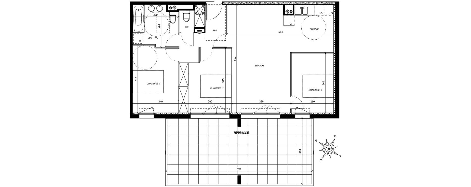 Appartement T4 de 80,05 m2 &agrave; Baillargues Centre