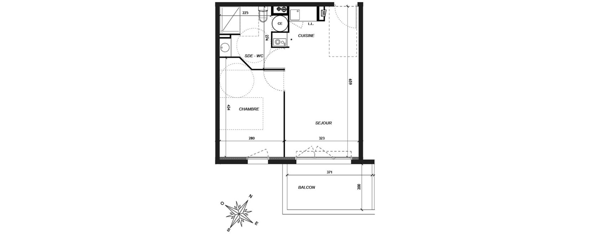 Appartement T2 de 38,87 m2 &agrave; Baillargues Centre