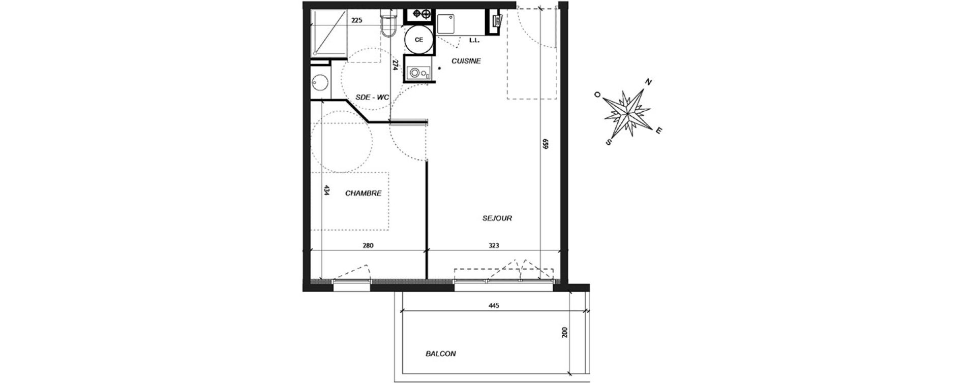 Appartement T2 de 38,87 m2 &agrave; Baillargues Centre