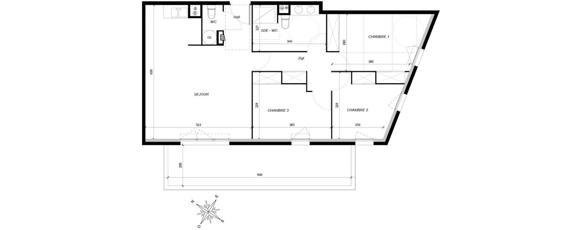 Appartement T4 de 81,47 m2 &agrave; Baillargues Centre