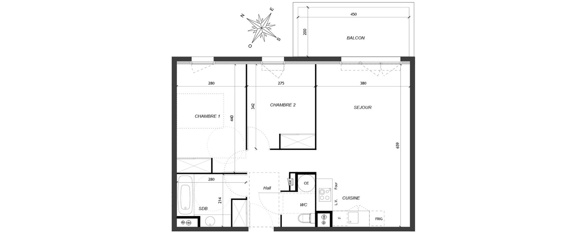 Appartement T2 de 60,92 m2 &agrave; Baillargues Centre