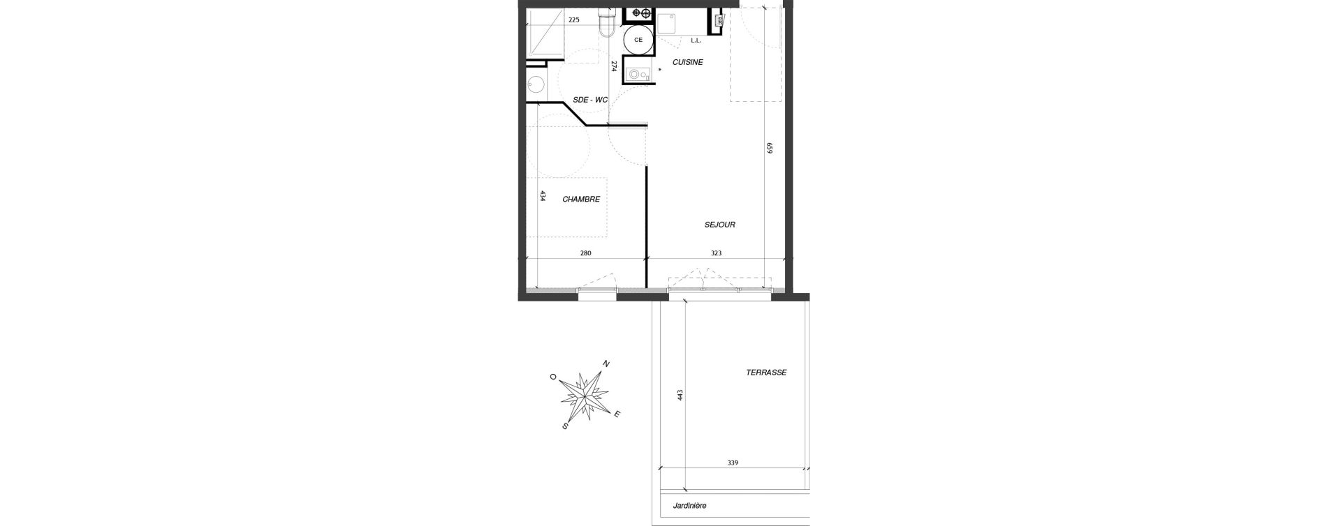 Appartement T2 de 39,45 m2 &agrave; Baillargues Centre