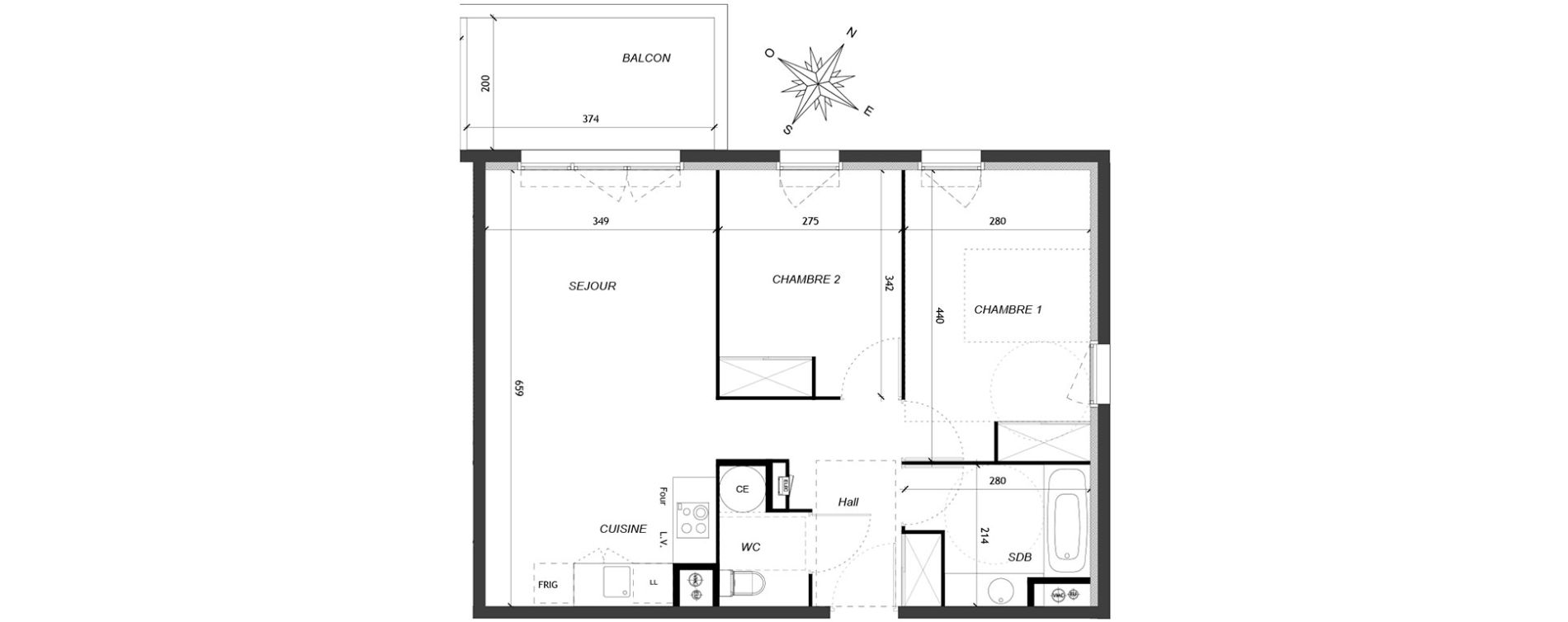 Appartement T3 de 58,84 m2 &agrave; Baillargues Centre