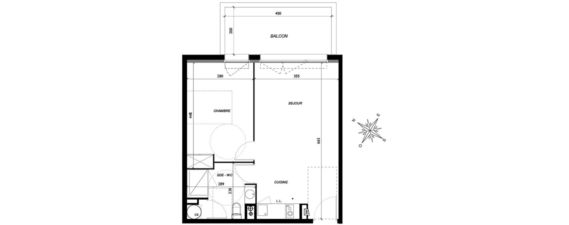 Appartement T2 de 41,24 m2 &agrave; Baillargues Centre