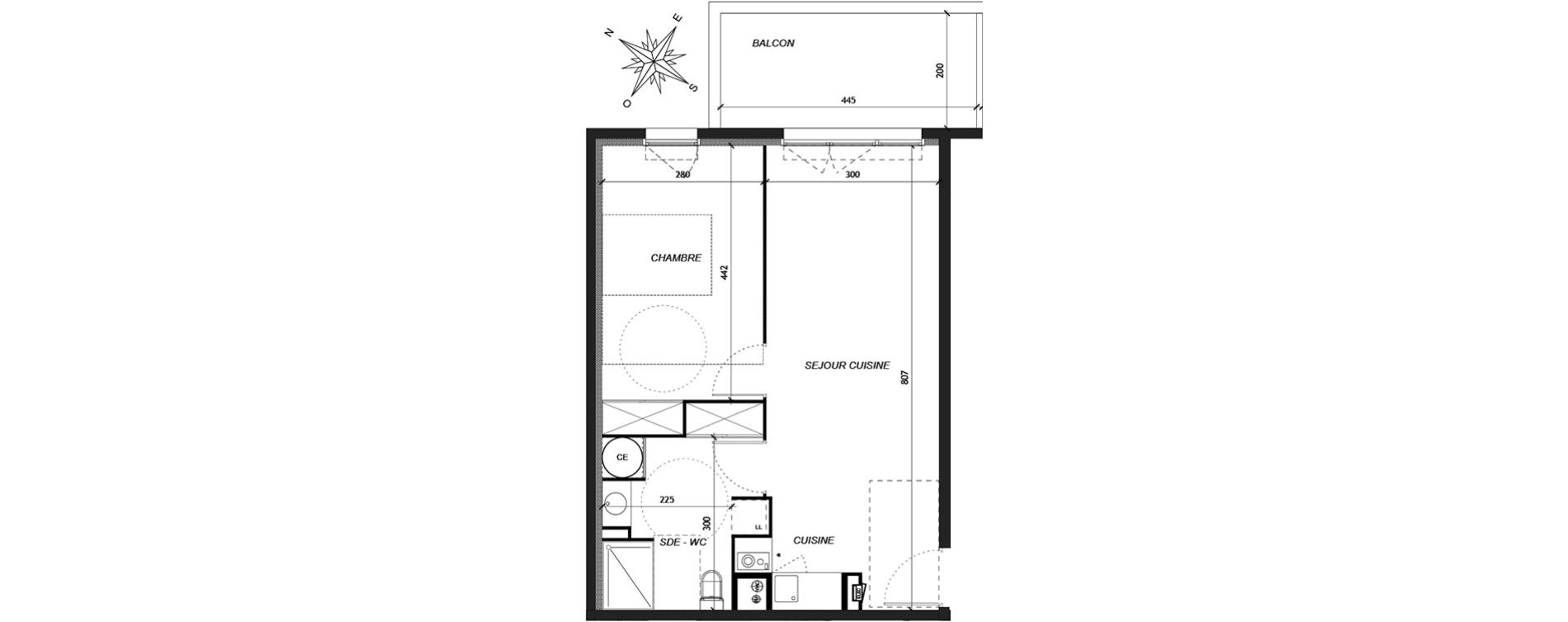 Appartement T2 de 46,43 m2 &agrave; Baillargues Centre