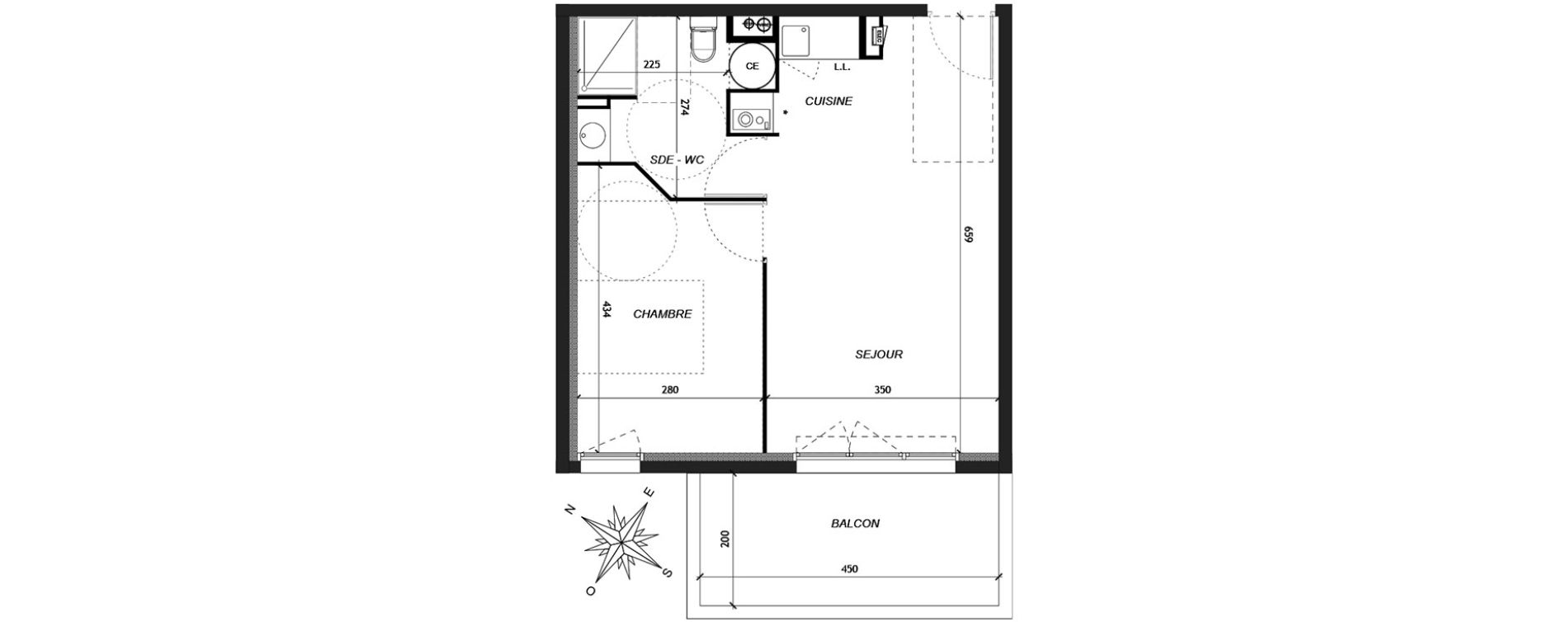 Appartement T2 de 41,26 m2 &agrave; Baillargues Centre