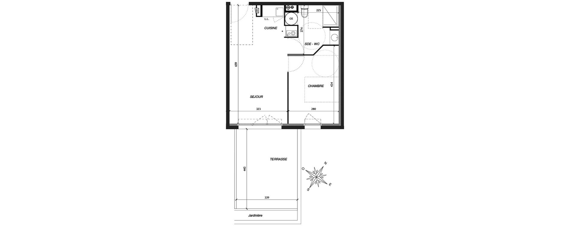 Appartement T2 de 39,45 m2 &agrave; Baillargues Centre