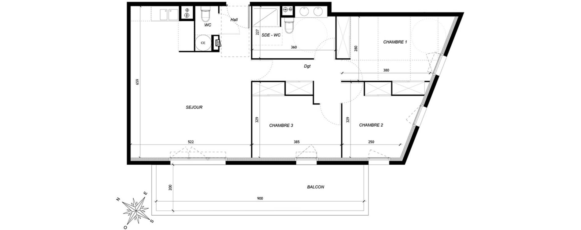 Appartement T4 de 80,27 m2 &agrave; Baillargues Centre