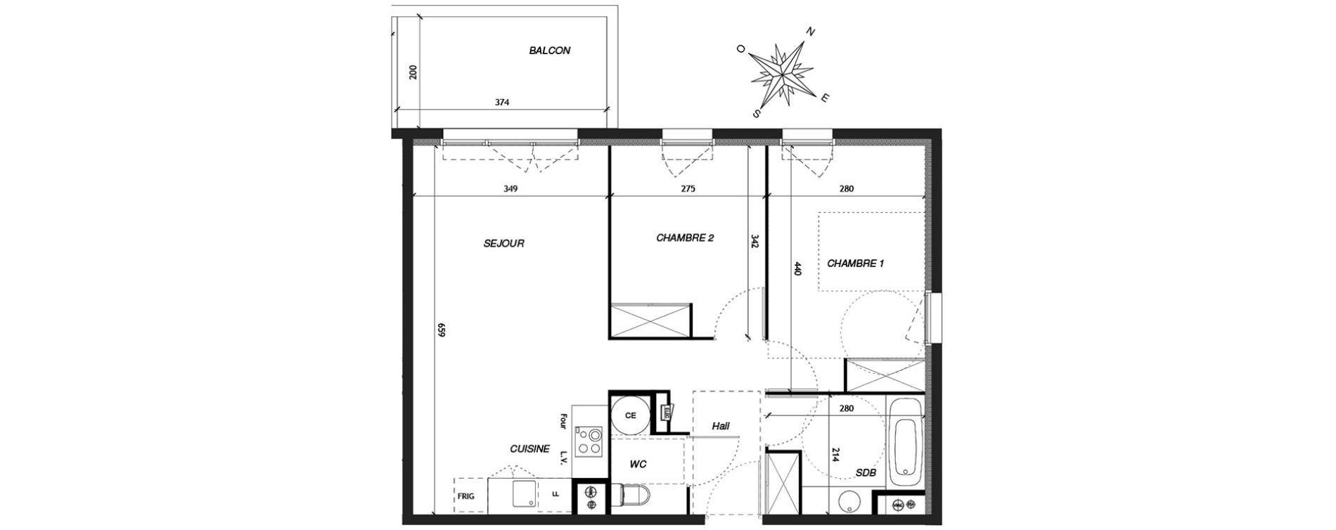 Appartement T3 de 58,84 m2 &agrave; Baillargues Centre