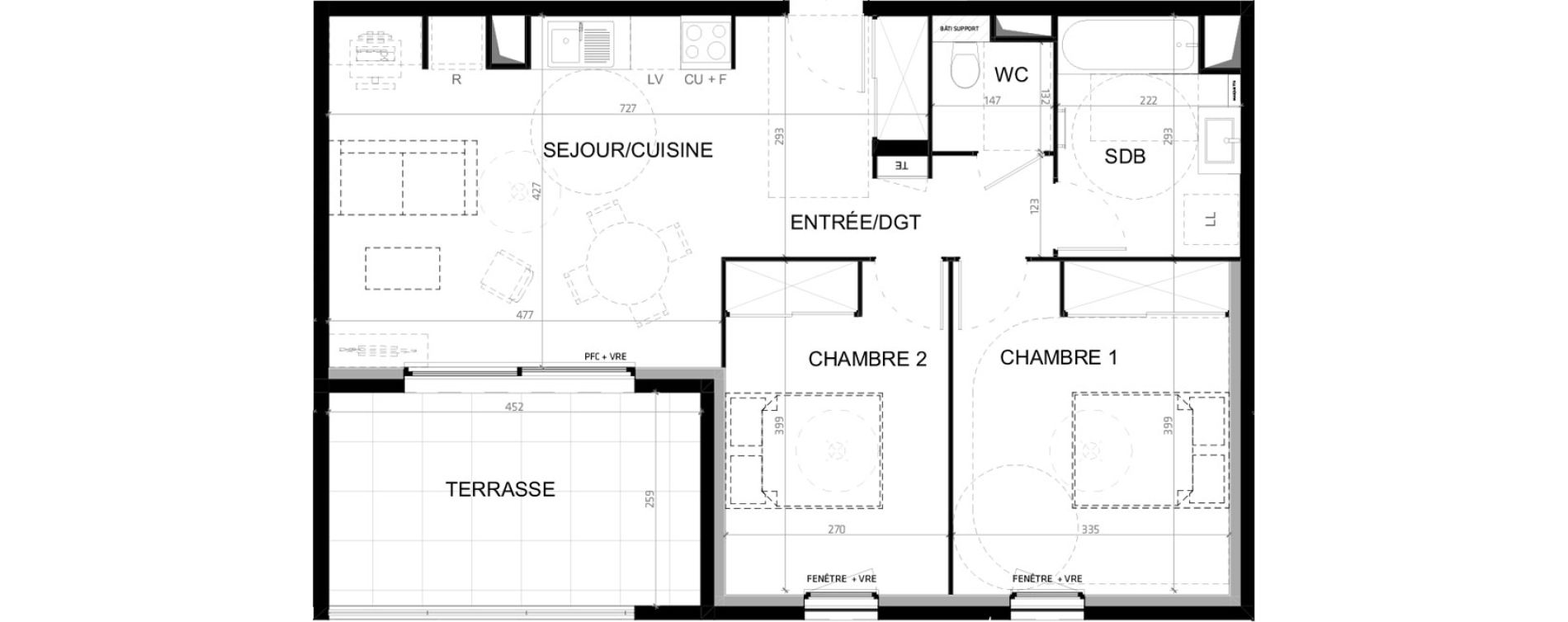 Appartement T3 de 61,10 m2 &agrave; Baillargues Centre